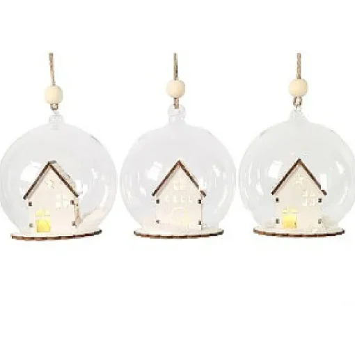 Countryfield Kerstbal Met Huisje 1Led> Kerstverlichting