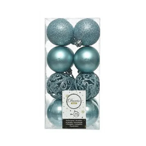 Decoris Kerstbal Kunststof Mix Arcticblue 6Cm> Kerstballen