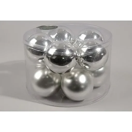 KSD Electrical Kerstballen Glas 6Cm Zilver Mat En Glans Koker A 10 Stuks> Kerstballen