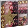 House & Style Kerstballen Versierset Kunststof 45 Delig Roze/Goud/Marsala> Kerstballen