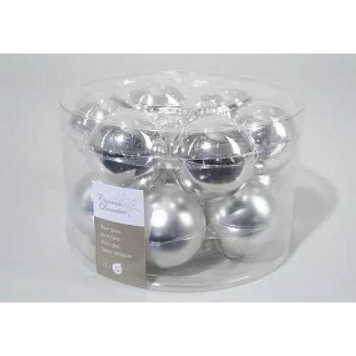Christmas Decoration Koker A 12 Zilveren Ballen 5Cm> Kerstballen
