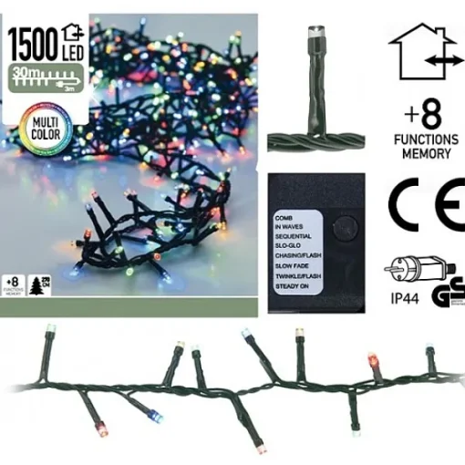 Decorative Lighting Micro Cluster 1500 Led'S 30 Meter Multicolor> Kerstverlichting