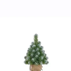 Everlands Norton Mini Kunstkerstboom In Jutezak Groen Frosted 60X23Cm> Kleine Kunstkerstboom